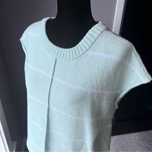 NWT sleeveless mint green striped sweater size medium